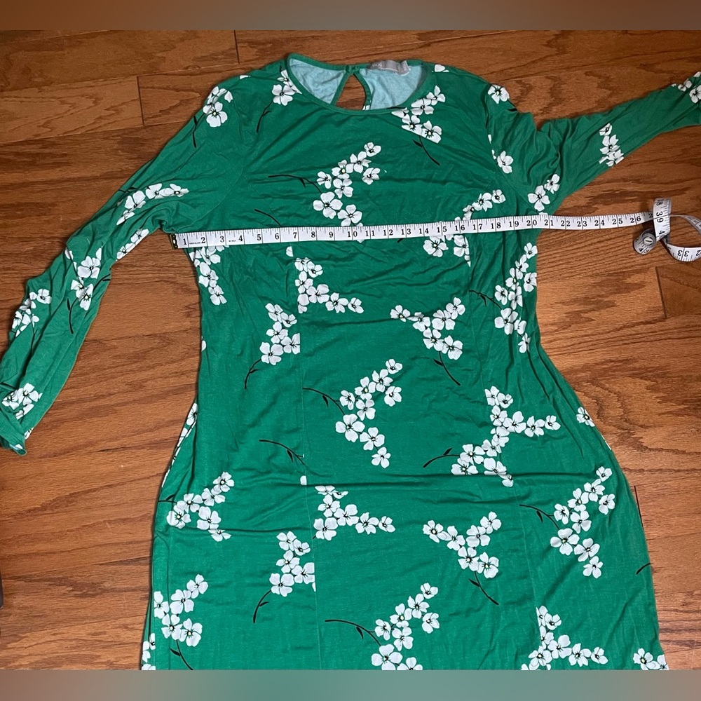 ASOS- Green and White Floral Long Sleeve Backless Dress Size 20 - Picture 5 of 9